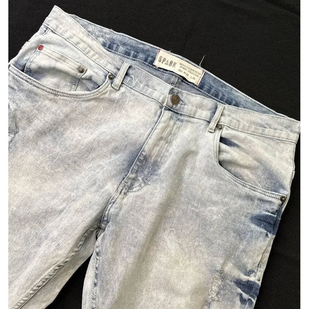 Spark Premium Denim Mens Jeans 38x32 Studio Collection‎ Ice Blue ~ FAST Shipping